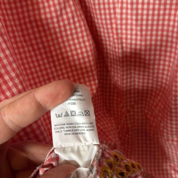 Madewell Pink Gingham Tank Top with Floral Embroidery. Size Small. - Picture 12 of 12